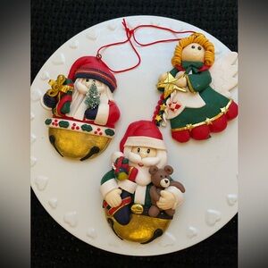 Vintage‎ Clay Dough Set Of 3 Christmas Ornaments